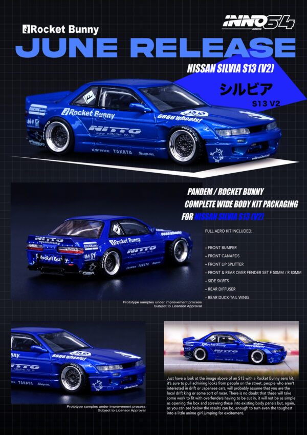 NISSAN SILVIA S13 V2 PANDEM / ROCKET BUNNY Blue Metallic - Imagen 2