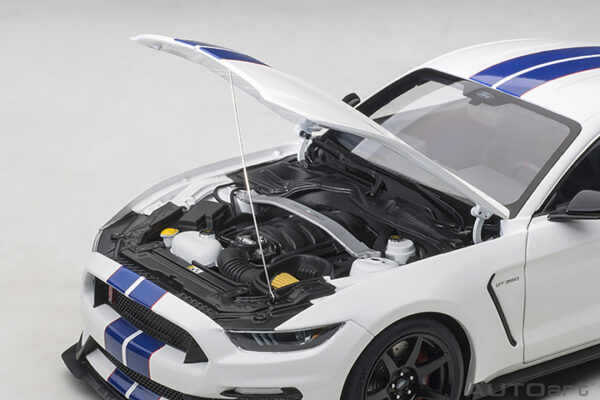 FORD SHELBY GT-350R OXFORD WHITE W/ LIGHTNING BLUE STRIPES - Imagen 3