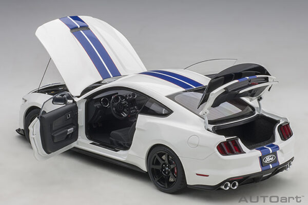 FORD SHELBY GT-350R OXFORD WHITE W/ LIGHTNING BLUE STRIPES - Imagen 4