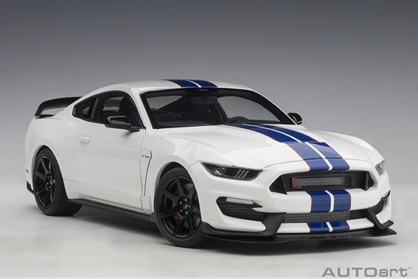 FORD SHELBY GT-350R OXFORD WHITE W/ LIGHTNING BLUE STRIPES