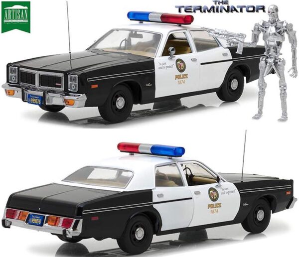 1977 Dodge Monaco Metropolitan Police w/ T-800 Endoskeleton Figure