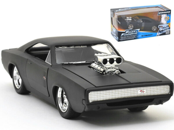 1:24 F&F 1970 Dodge Charger Matte Black Rapido y Furioso - Imagen 2