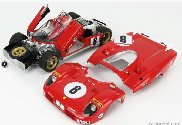 GMP FERRARI 512S 5.0L V12 LONG TAIL TEAM SPA FERRARI SEFAC N 8 24h LE MANS 1970 A.MERZARIO - C.REGAZZONI 1:18 - Imagen 7