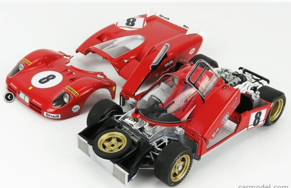 GMP FERRARI 512S 5.0L V12 LONG TAIL TEAM SPA FERRARI SEFAC N 8 24h LE MANS 1970 A.MERZARIO - C.REGAZZONI 1:18 - Imagen 8